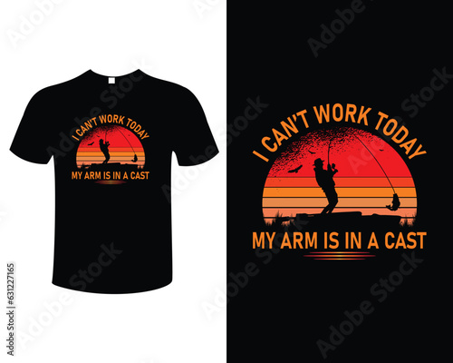 Fishing Illustration Vintage Typography Vector T-shirt Design Template