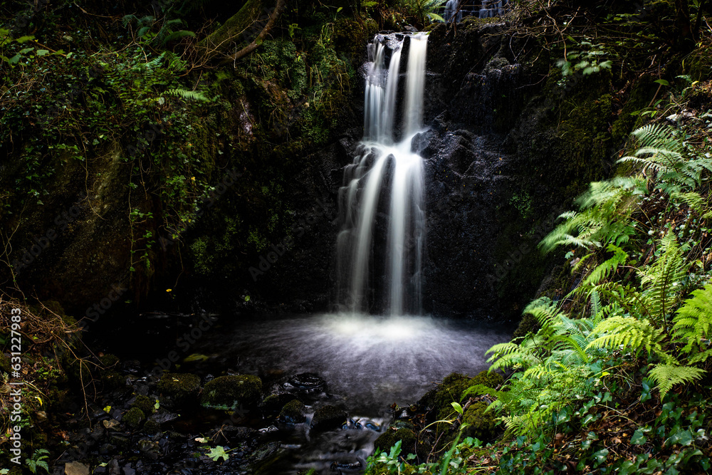 Beautiful hidden waterfall in Connemara National park in summer Beautiful hidden waterfall in Connemara National park in summer