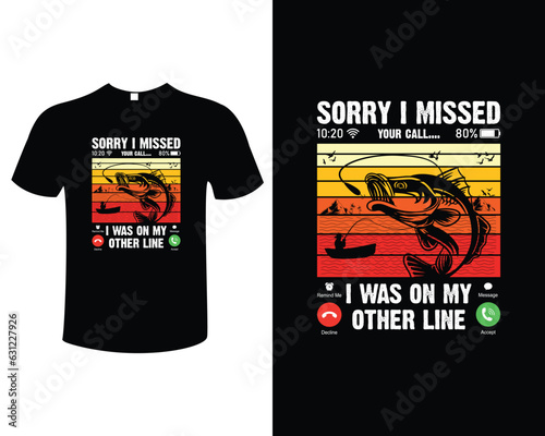 Fishing Illustration Vintage Typography Vector T-shirt Design Template