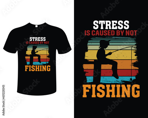Fishing Illustration Vintage Typography Vector T-shirt Design Template