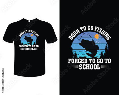 Fishing Illustration Vintage Typography Vector T-shirt Design Template