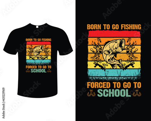 Fishing Illustration Vintage Typography Vector T-shirt Design Template