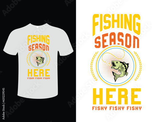 Fishing Illustration Vintage Typography Vector T-shirt Design Template
