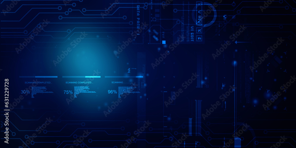 Obraz premium 2d illustration Abstract futuristic electronic circuit technology background