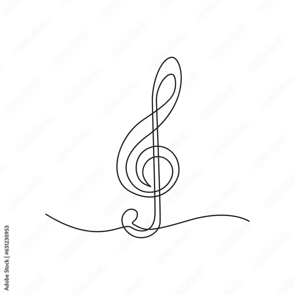 Musical note one line. Vector drawing.
Musical note one line. Vector drawing.