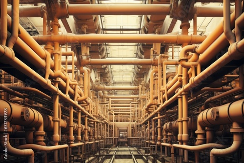 A large room filled with lots of pipes.