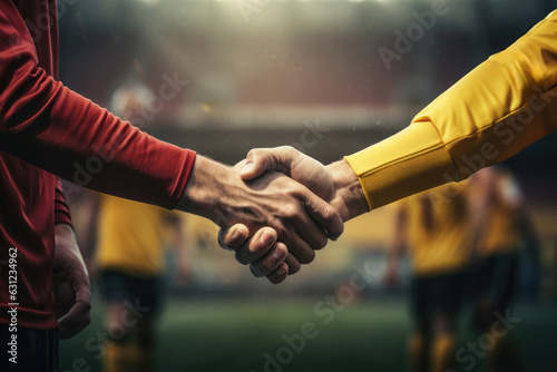 Soccer Players Shaking Hands Closeup