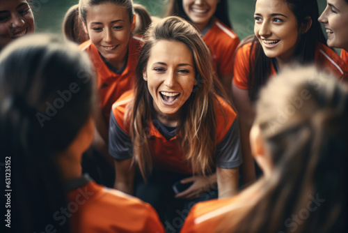 Woman Coach Motivating And Inspiring Her Team To Win