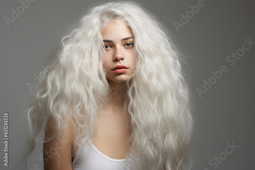 Woman With Long White Hair Posing For Picture