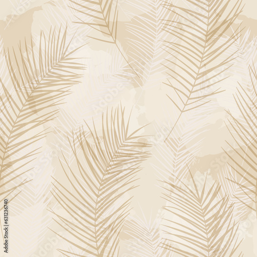 Tropical pattern, palm leaves seamless vector background. Watercolor leaves exotic jungle print
