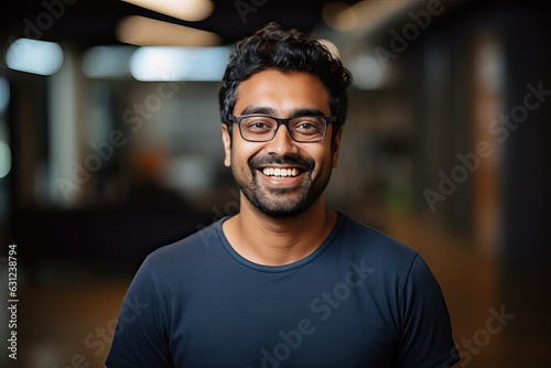 Indian male software engineer smiling at the camera, Computer science major