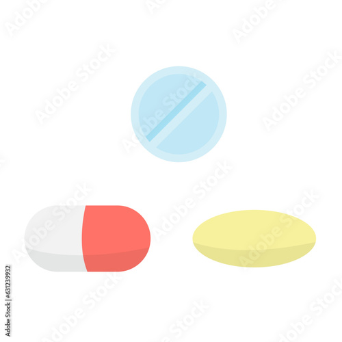 Set of medicinal tablets, round, oval tablet, pill