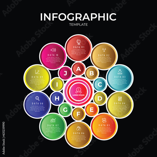 Modern flat circular diagram infographic template vector illustration	