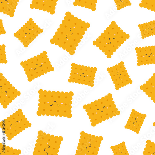 cartoon seamless pattern of cracker on white