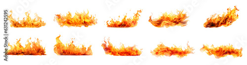 Realistic fire flame effect ‍set transparent background. Fire flame png bundle photo