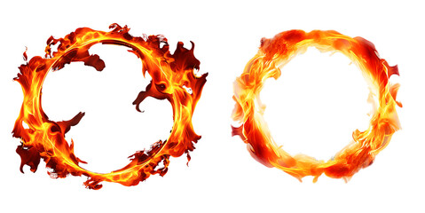 Realistic two-round fire flame transparent background. Round fire flame png