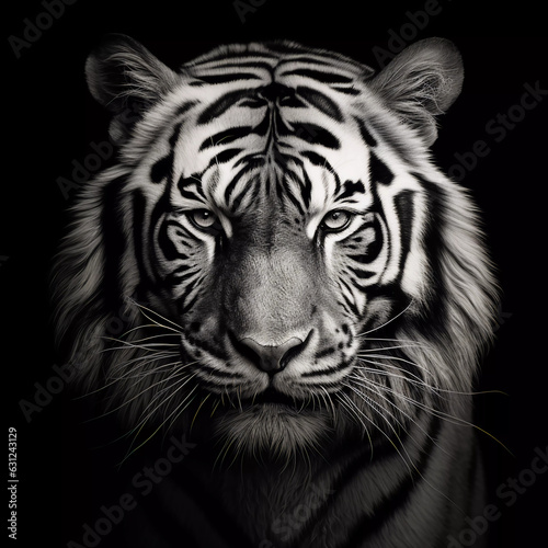 Portrait of a tiger on a black background. ai generated 