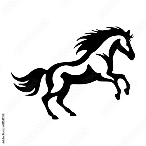 Running horse black outlines icon logo vector illustration