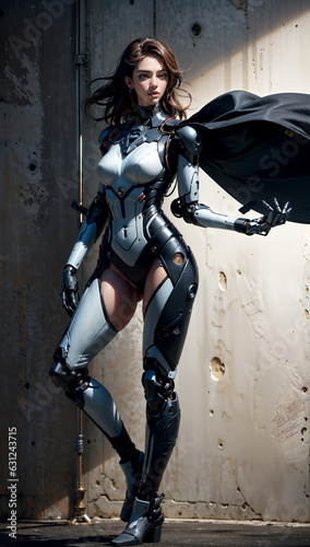 Cyborg girl in cape
