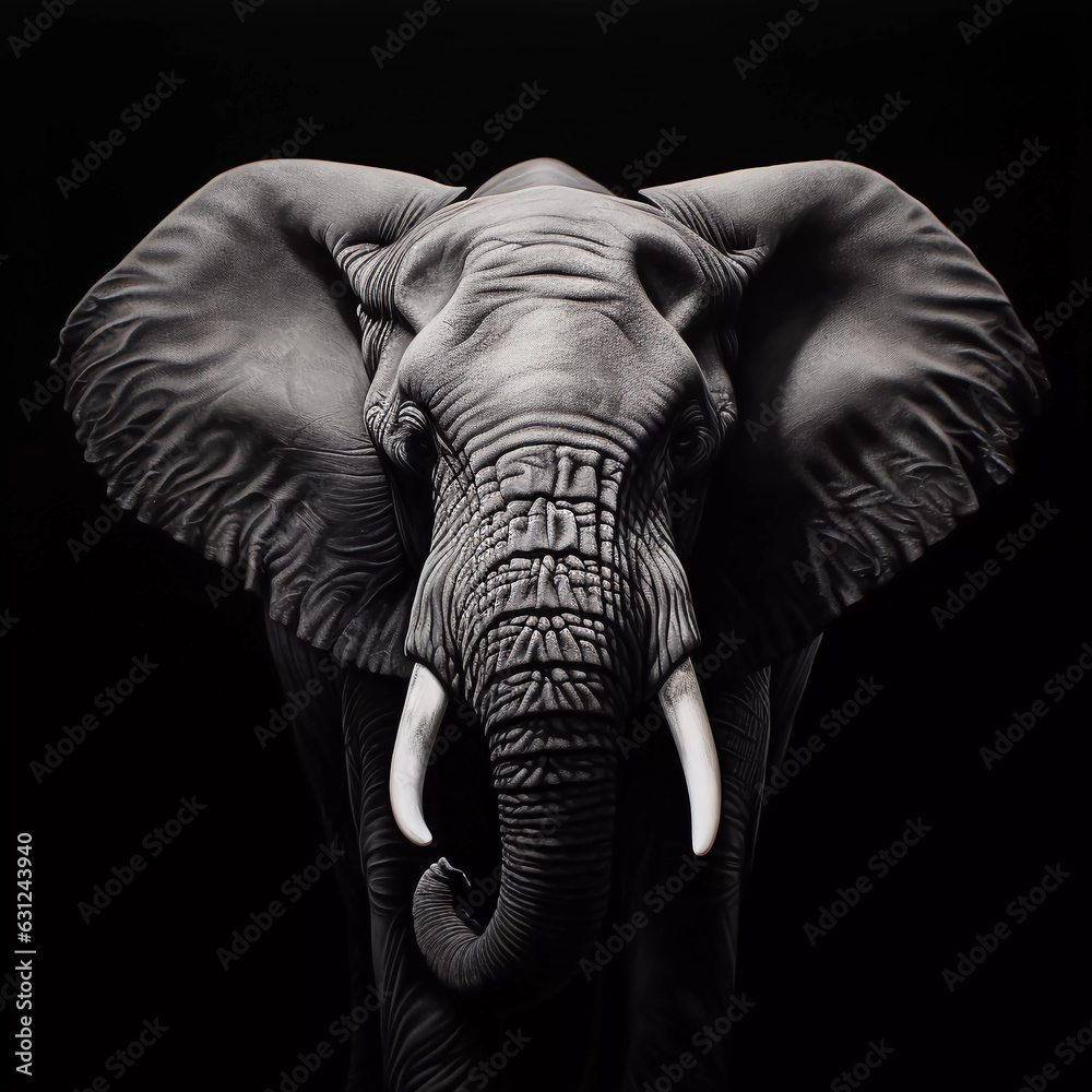 portrait of an elephant on black background. ai generated Stock Photo ...