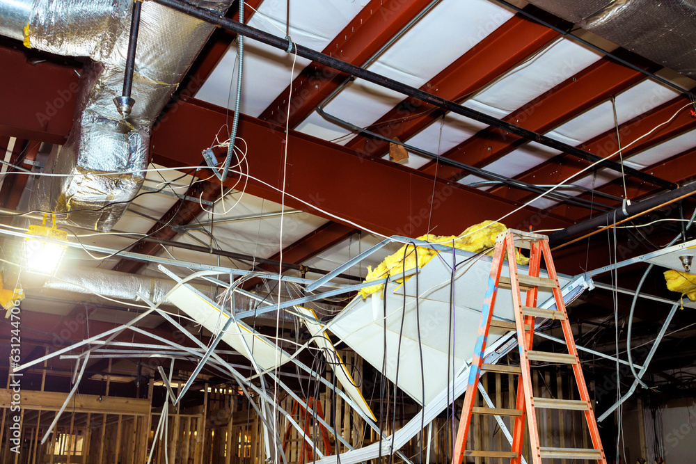 Ceiling works are an integral part of interior building reconstruction.