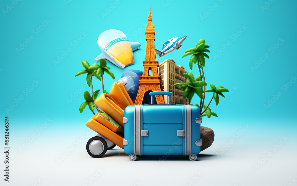 Worlds in Motion: 3D Travel Agency Logo Design - obrazy, fototapety, plakaty 