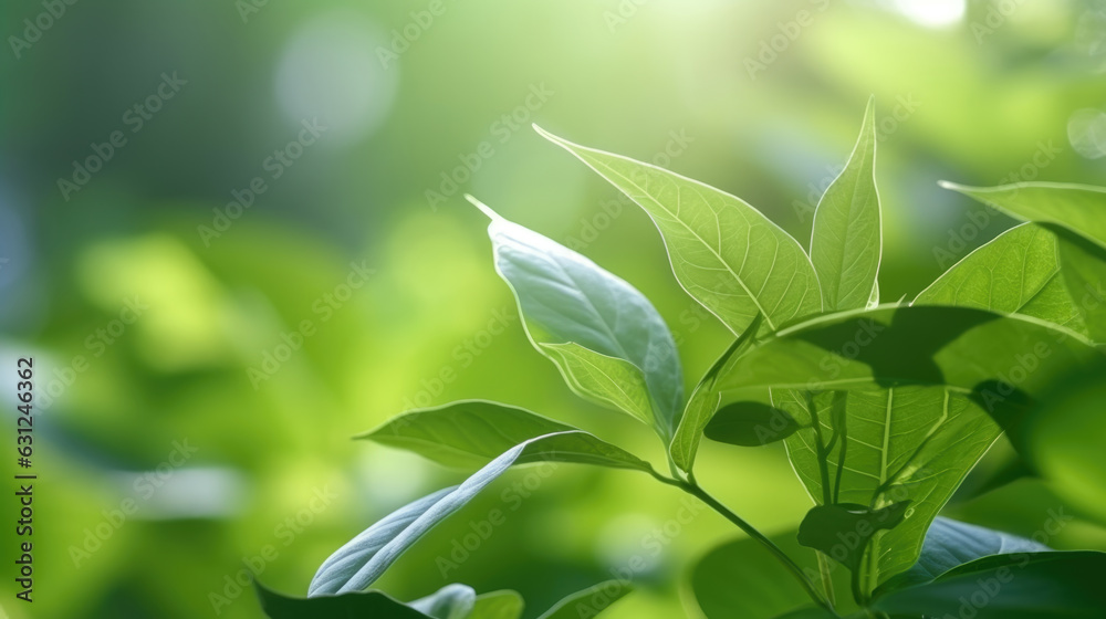 Closeup shot of fresh green plant leaf growing in garden.Created with Generative AI technology. Closeup shot of fresh green plant leaf growing in garden.Created with Generative AI technology.