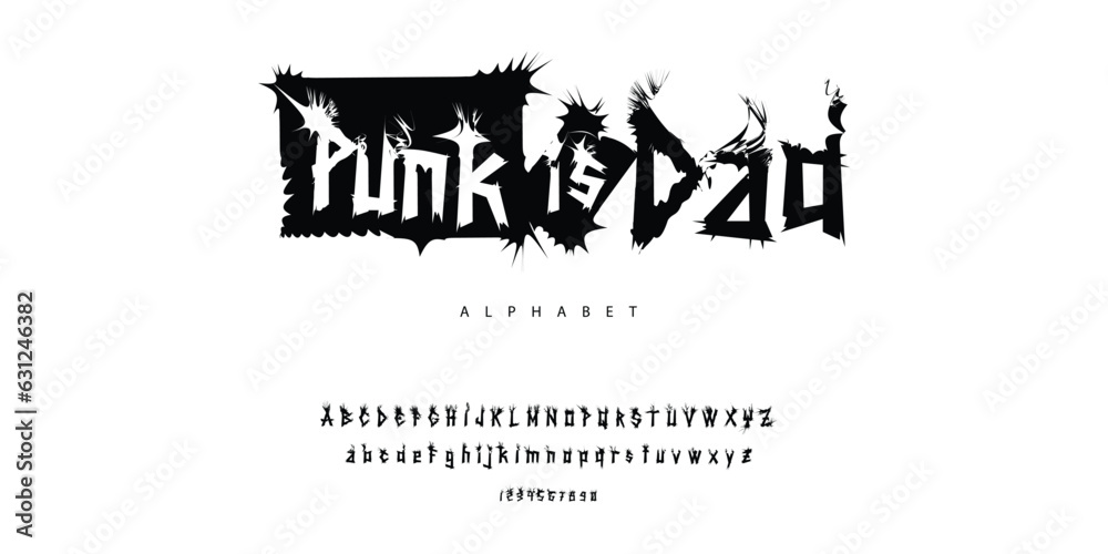 Punk Font Alphabet Band Music Typeface Typography Scratch Rock