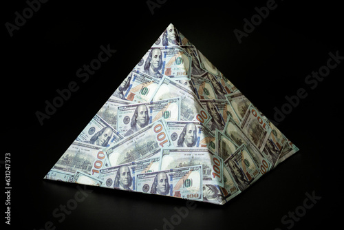 global financial pyramid based on the dominance of the dollar. World management concept. conspiracy theory photo