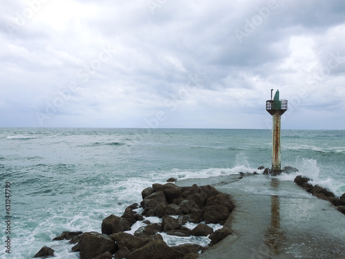 Vista del faro de Capbreton en Francia