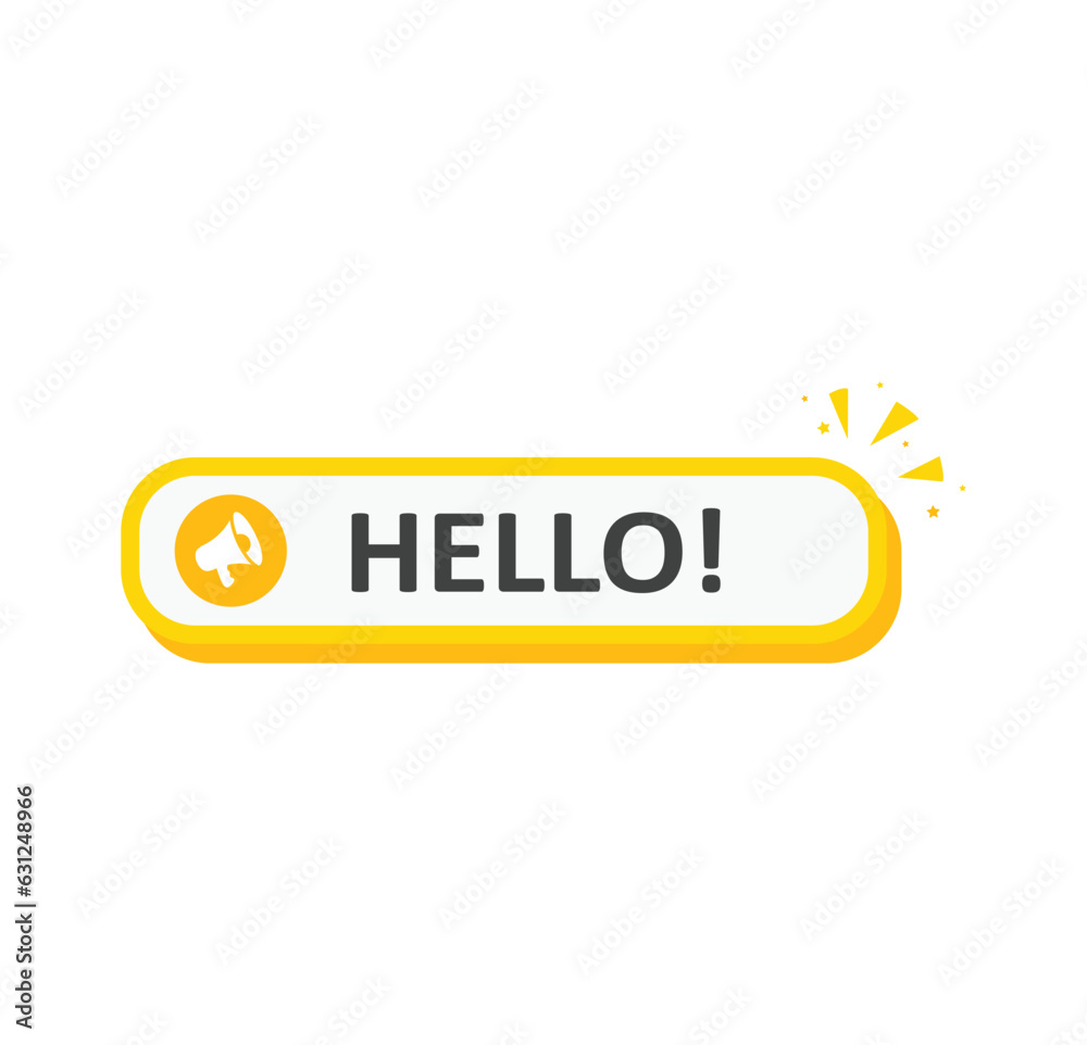 Hello! 3D button isolated on White background. Hello! 3D button isolated on White background.