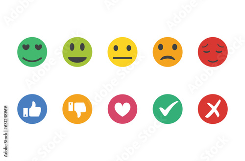 Social reactions icon set in flat style. Social Feedback symbol for your website design  logo