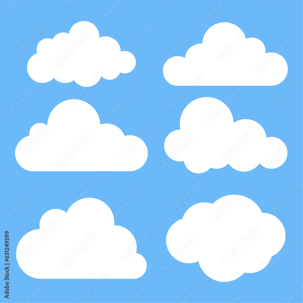 Cloud Sticker Flat Cloud Icon Cloud Sticker Set Of Cloud