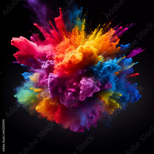 explosion of a colorful powder. ai generated