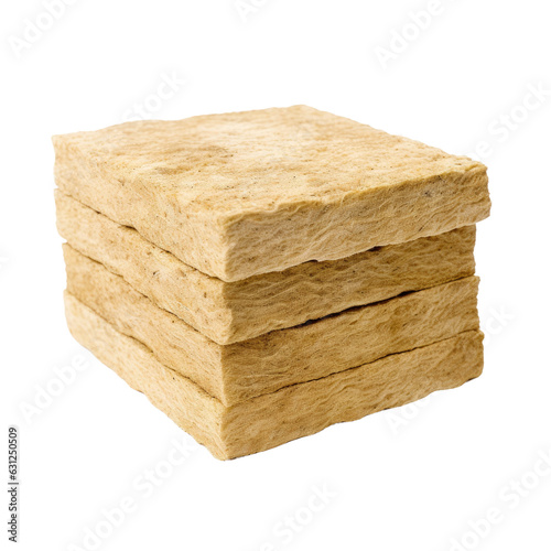 Isolated on transparent backround, thermal insulation material known as rock wool.