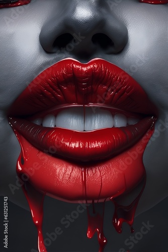 Rote Lippen. Generative AI Technologie