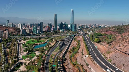 The urban landscape of Santiago, Chile, is dotted with impressive skyscrapers photo