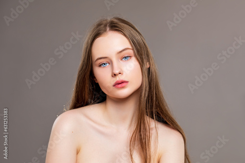portrait of a young woman, facial skin care 