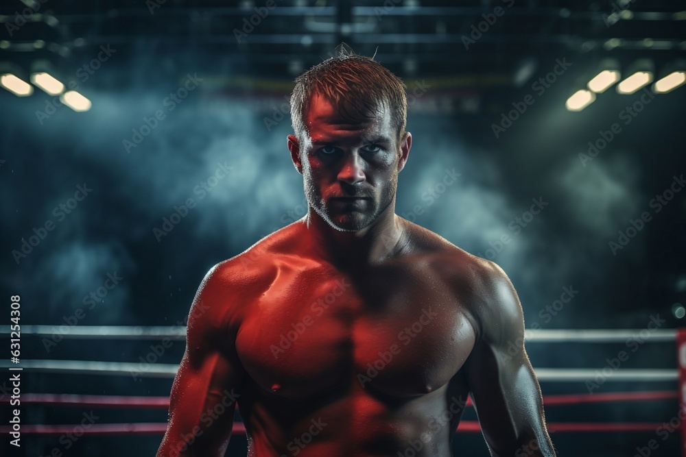 Boxer in the Ring. AI - obrazy, fototapety, plakaty 