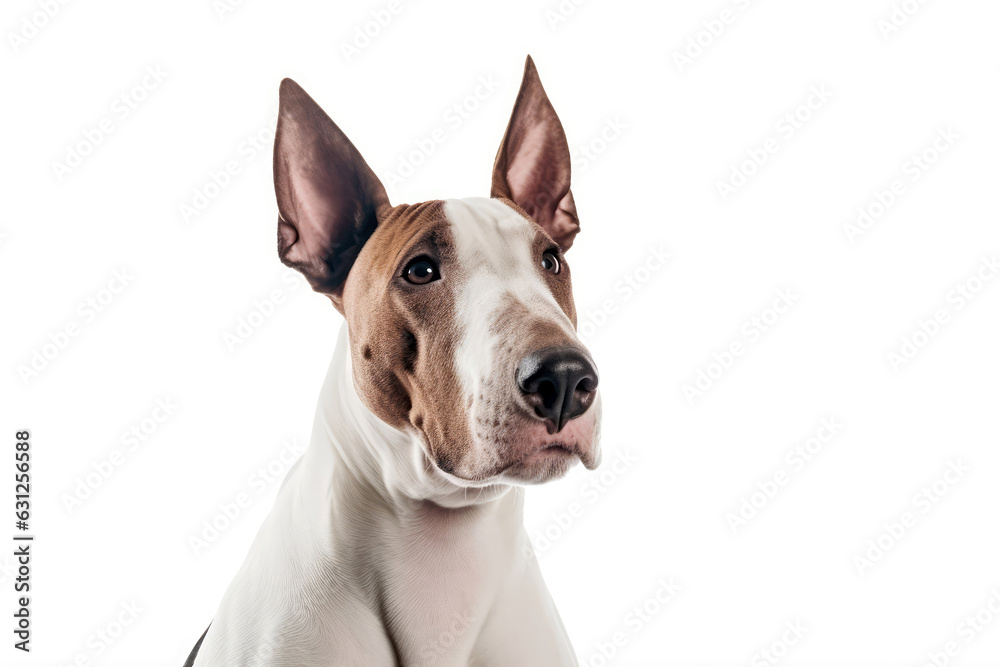 Bull Terrier Dog On White Background. Generative AI