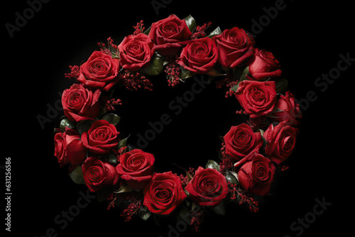 Wreath Of Red Roses Symbolizing Love And Passion. Generative AI