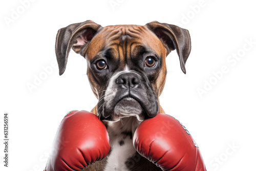 Boxer Dog On White Background. Boxing. Generative AI