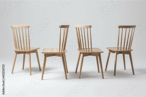 Dining Chairs Scandinavian Style On White Background. Generative AI