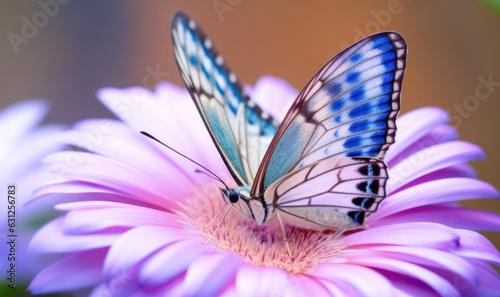 Macro Photo of Blue Clipper Butterfly in single fpink lower photo