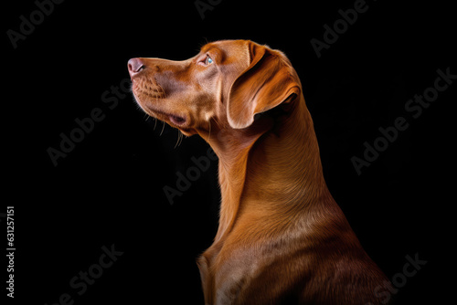 Wallpaper Mural Portrait Of Dog Vizsla In Profile On Black Matte Background. Generative AI Torontodigital.ca