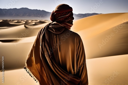Wanderer of the Sands: Faceless Desert Nomad. Generative AI