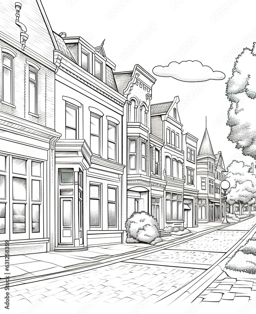 sketch of the city street