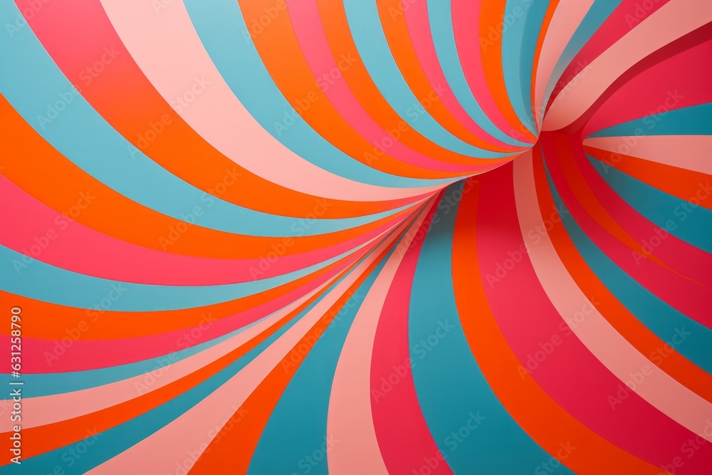 Photo of a vibrant spiral design on a colorful wall created with Generative AI technology Photo of a vibrant spiral design on a colorful wall created with Generative AI technology