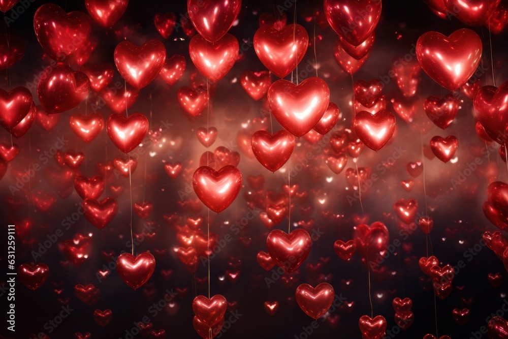 heart shaped balloons, beautiful light, background for party