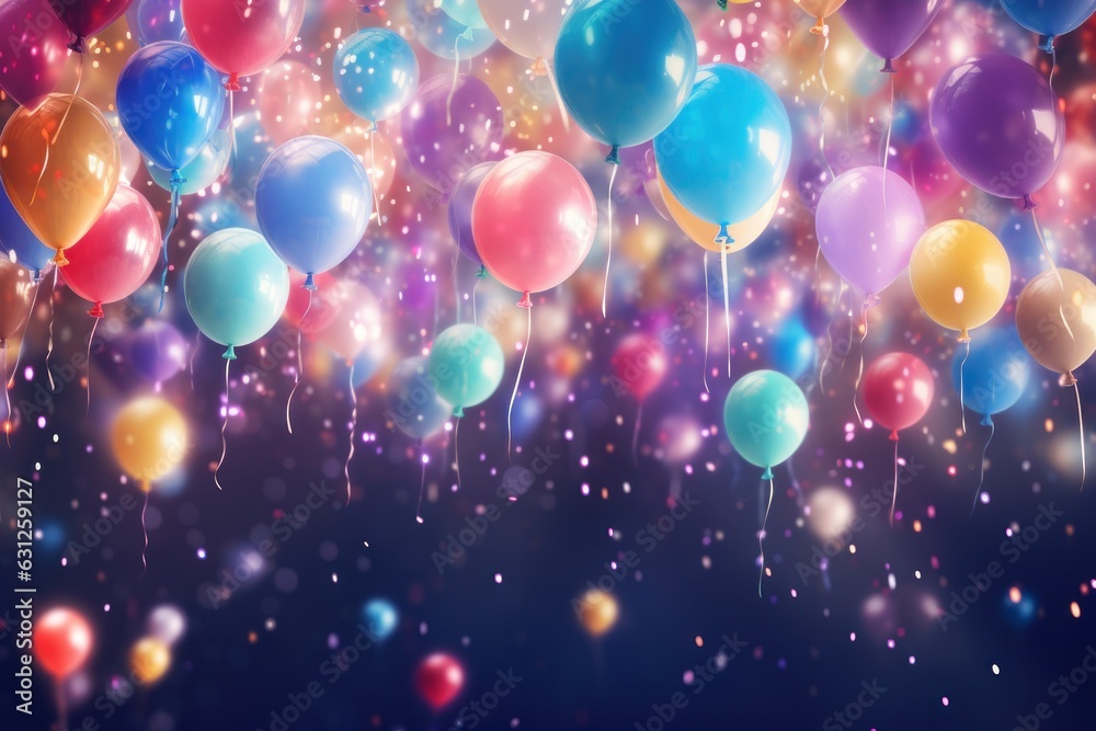 Colorful balloons, beautiful lights, background for party
